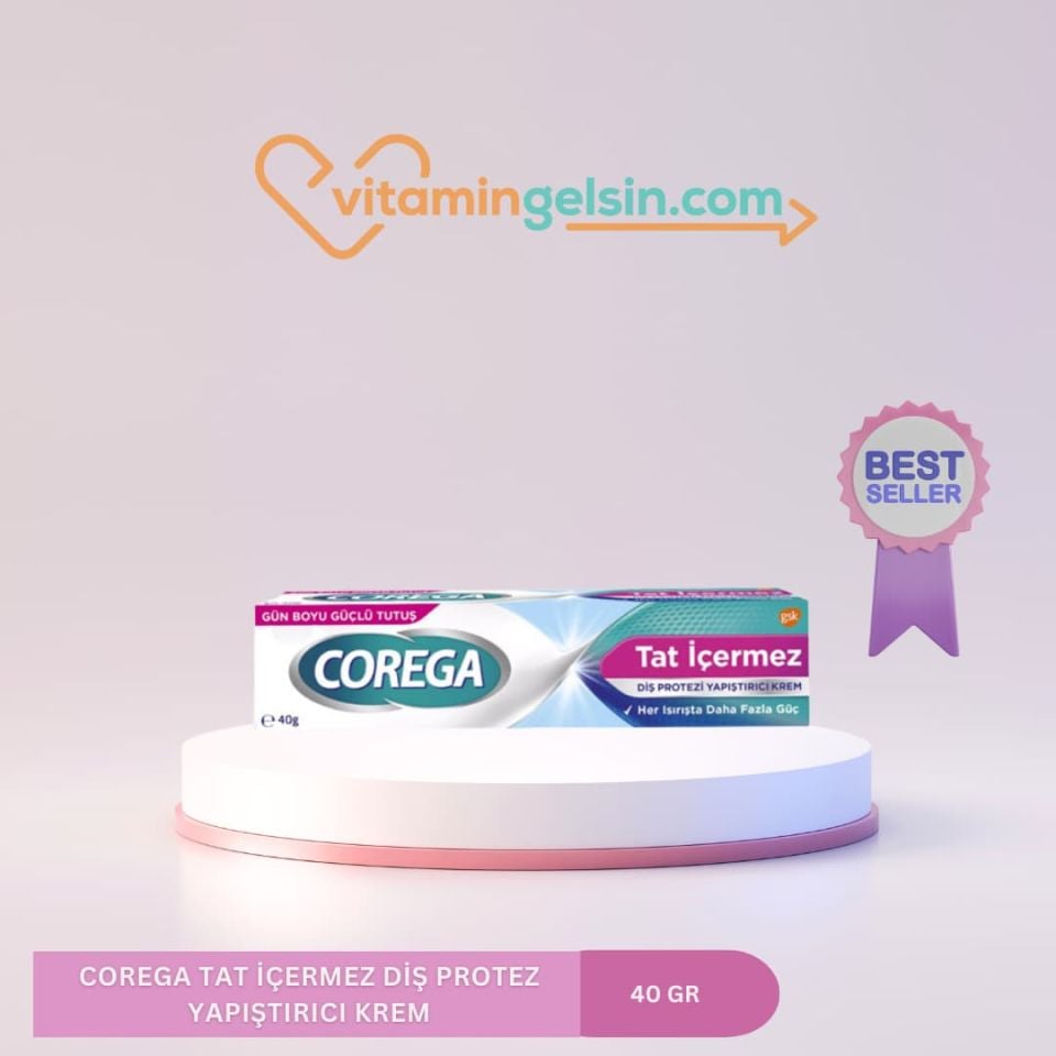 Corega Gün Boyu Güçlü Tutuş Diş Protez Yapıştırıcı Tat İçermez Krem 40 gr